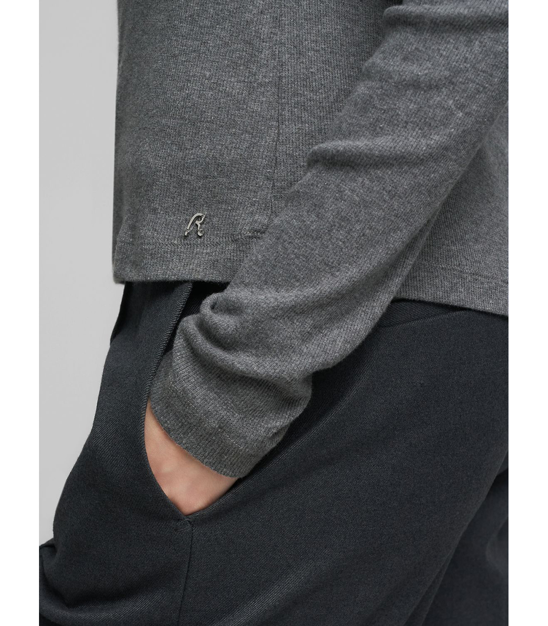 スリムフィット・クルーネックロングTシャツ 詳細画像 ダークグレーメランジ 5